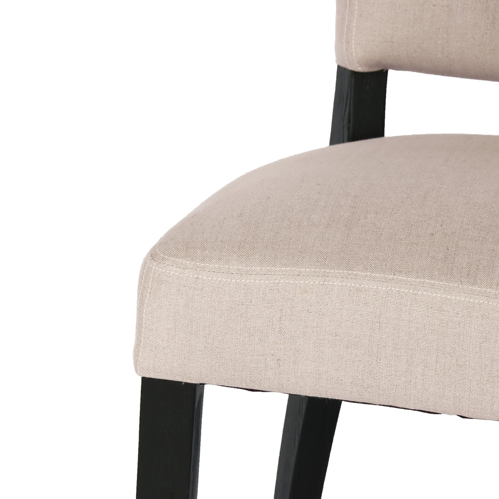 Luther Dining Chair - Light Linen/Black Legs - Set of 2