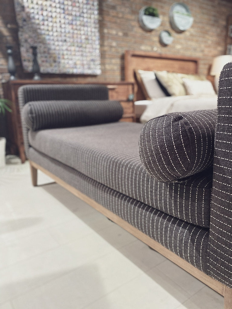 Carlton Settee - Grey Pinstripe