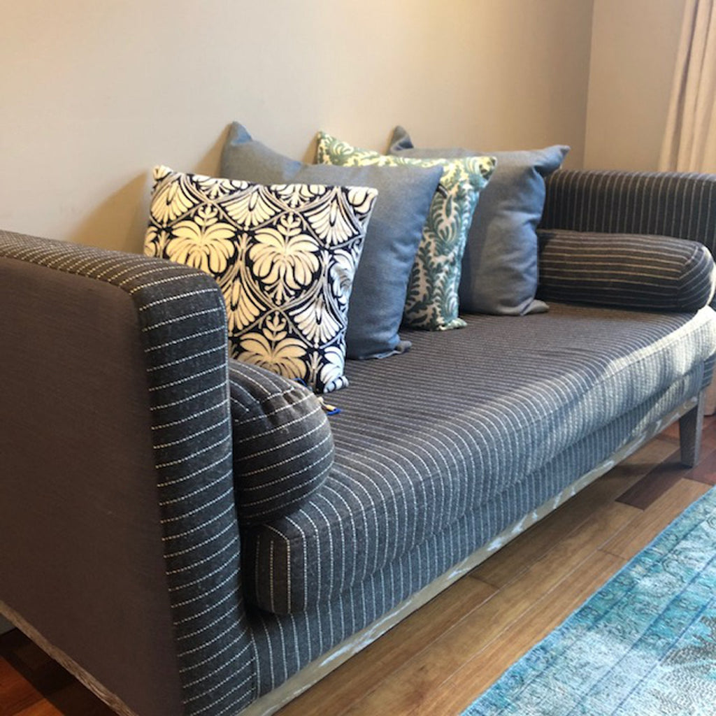 Carlton Settee - Grey Pinstripe