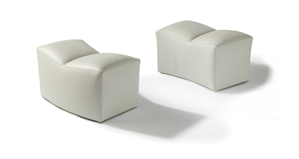 Saddle Ottoman In White Leather