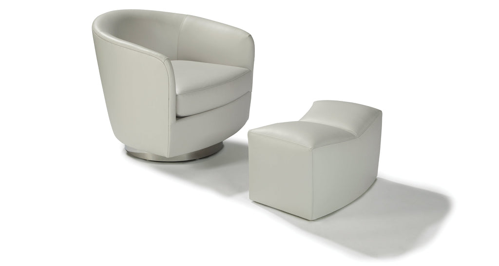 Saddle Ottoman In White Leather