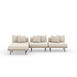Yves Outdoor 3-Piece Sectional With Ottoman