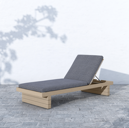 Leroy Outdoor Chaise - Washed Brown & Navy