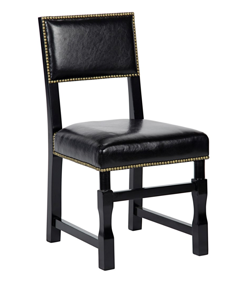 Abadon Side Chair w/Leather, Distressed Black