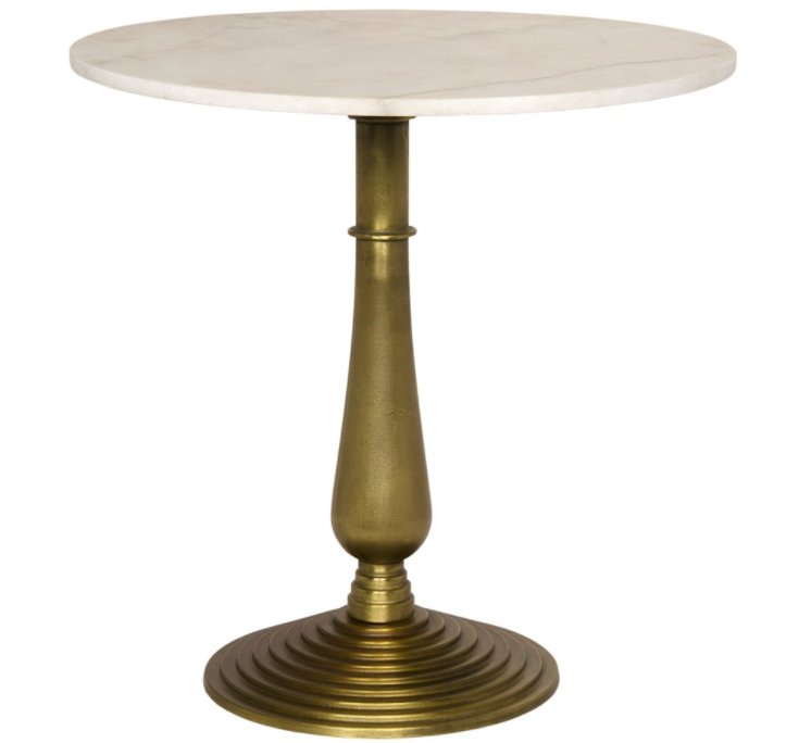 Alida Side Table with White Stone, Brass Finish