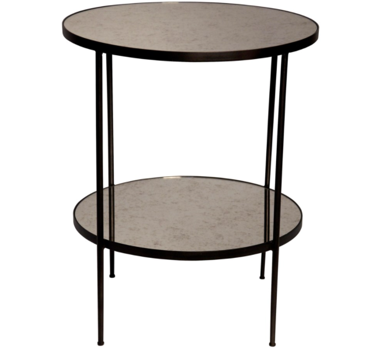 Anna Side Table, Black Metal with Antique Glass