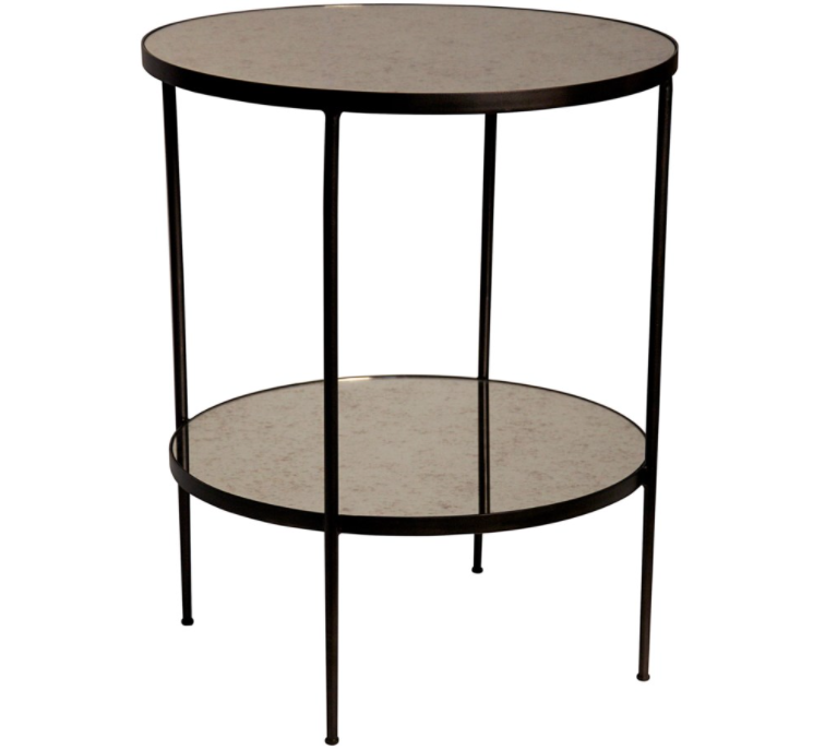 Anna Side Table, Black Metal with Antique Glass