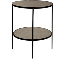 Anna Side Table, Black Metal with Antique Glass