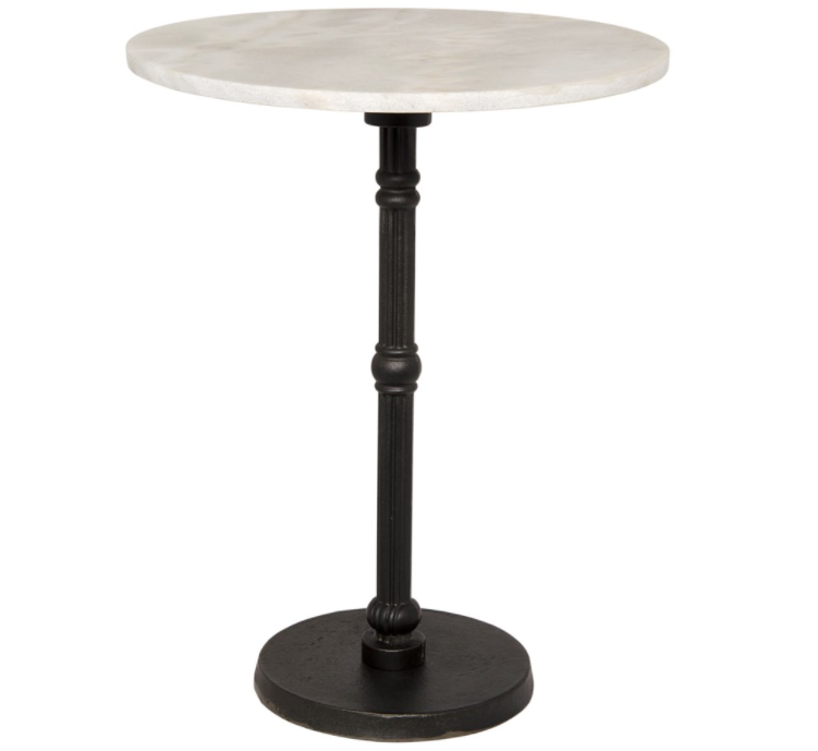 Antonie Side Table, Black Metal with White Stone