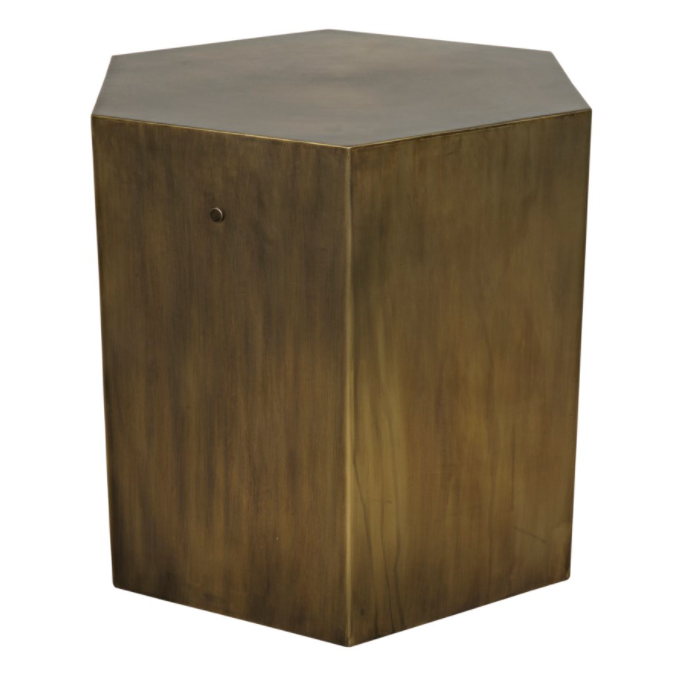 Aria Side Table B, Metal w/Aged Brass Finish