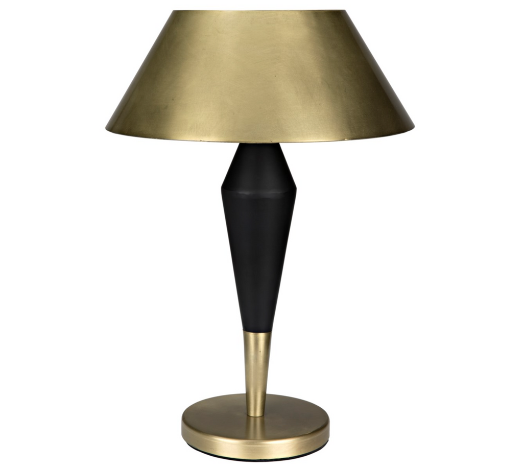 Blau Table Lamp, Brass w/ Black Metal Detail