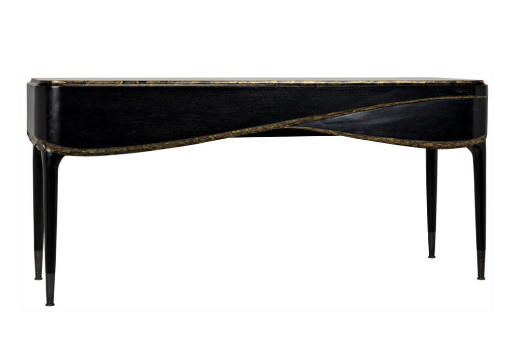 Carlisle Console, Hand Rubbed Black with Gold