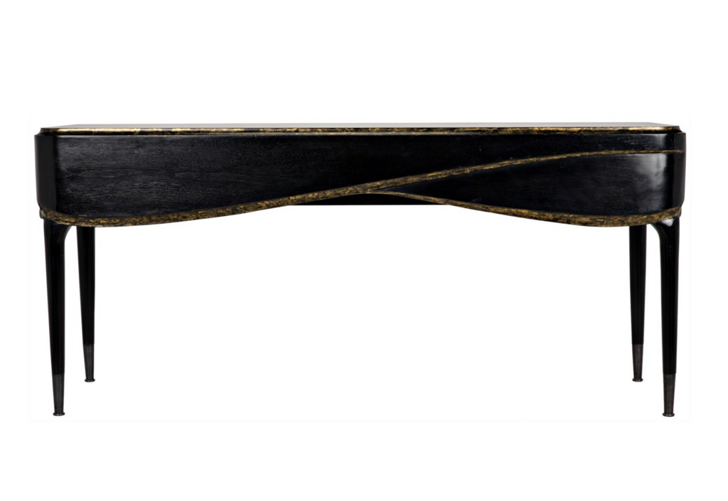 Carlisle Console, Hand Rubbed Black with Gold