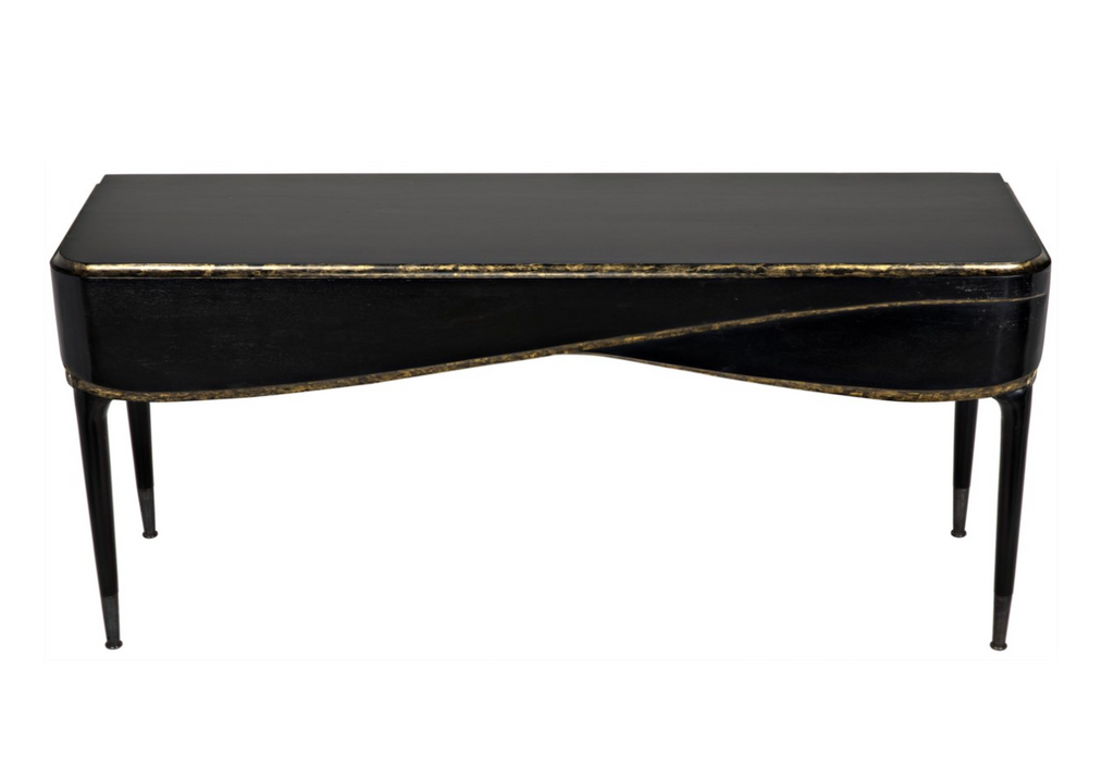 Carlisle Console, Hand Rubbed Black with Gold