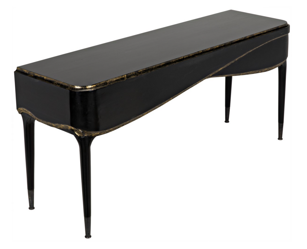 Carlisle Console, Hand Rubbed Black with Gold