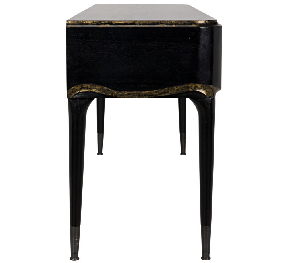 Carlisle Console, Hand Rubbed Black with Gold