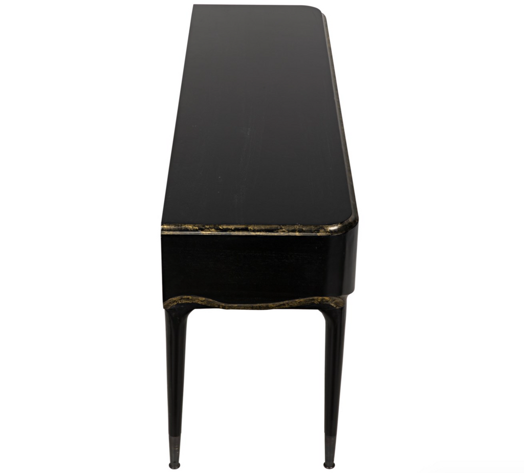 Carlisle Console, Hand Rubbed Black with Gold