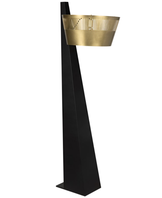 Claudius Floor Lamp, Black/Brass Finished Metal