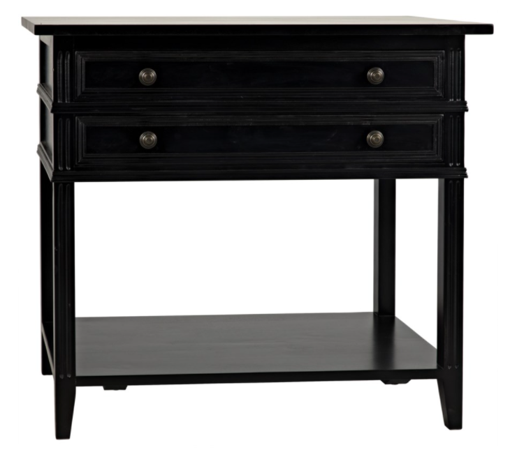 Colonial 2-Drawer Side Table, Distressed Black