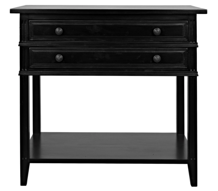 Colonial 2-Drawer Side Table, Distressed Black