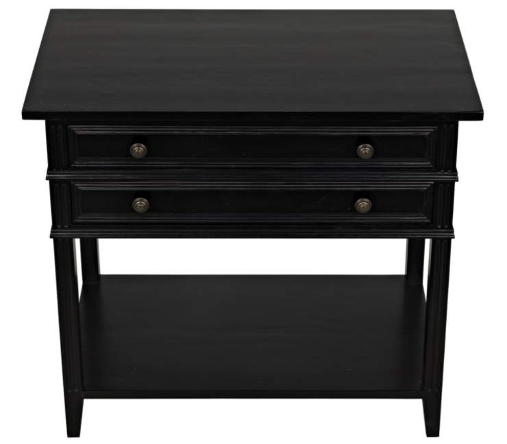 Colonial 2-Drawer Side Table, Distressed Black