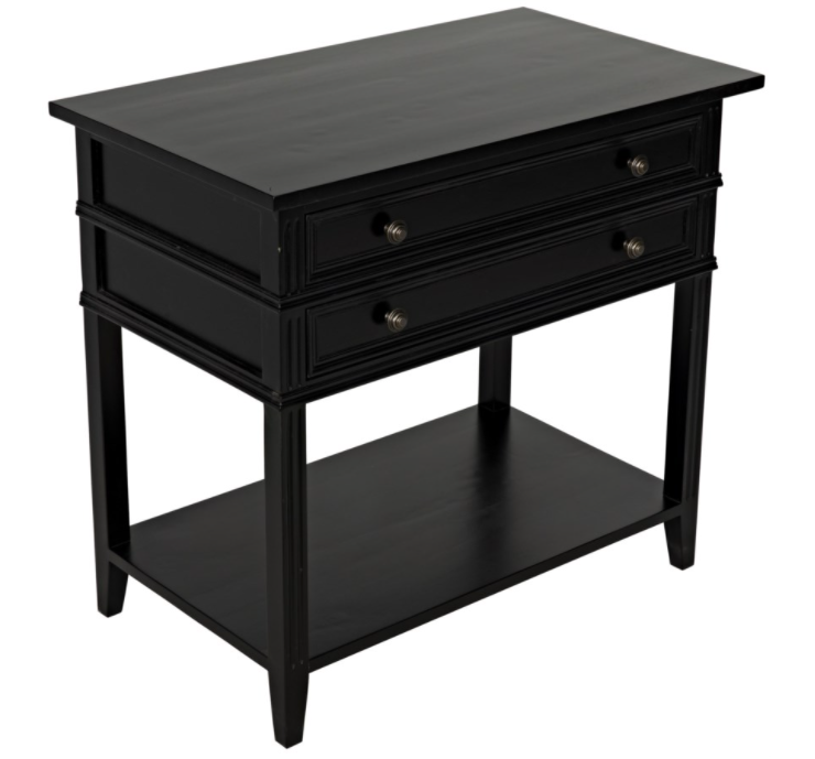 Colonial 2-Drawer Side Table, Distressed Black