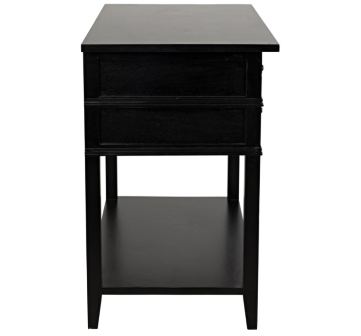 Colonial 2-Drawer Side Table, Distressed Black