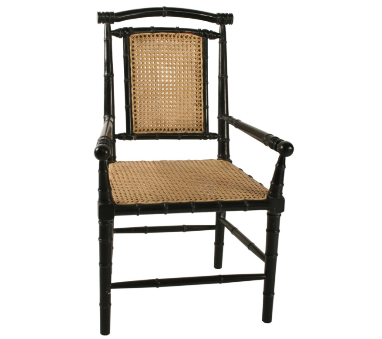 Colonial Bamboo Arm Chair, Hand Rubbed Black