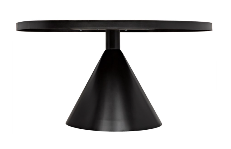Cone Dining Table, Black Metal