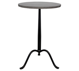 Cosmopolitan Side Table, Black Metal with Marble