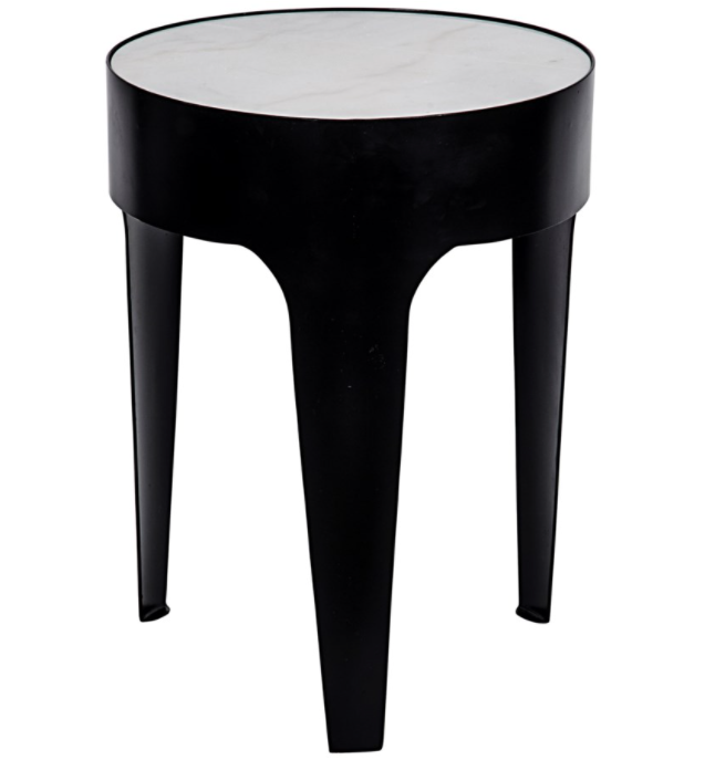 Cylinder Side Table, Black Metal, Small