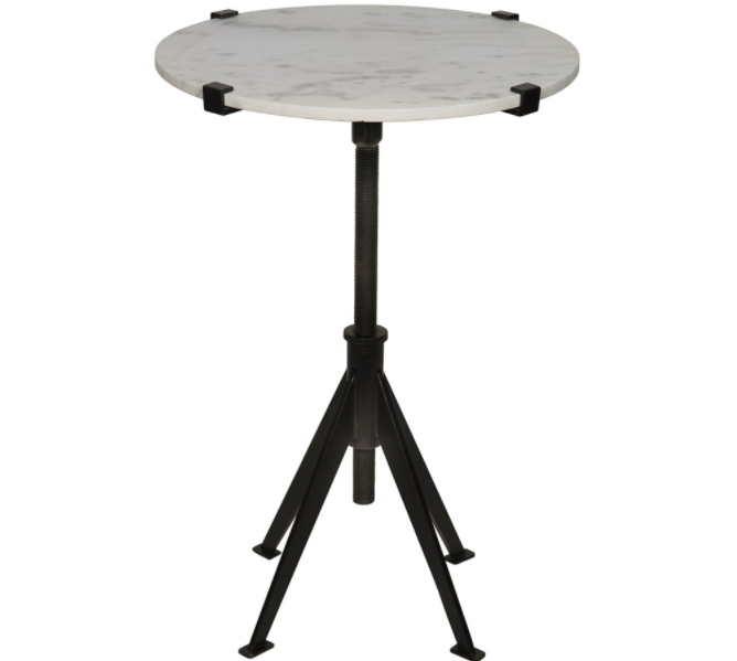 Edith Adjustable Side Table, Black Metal, Small