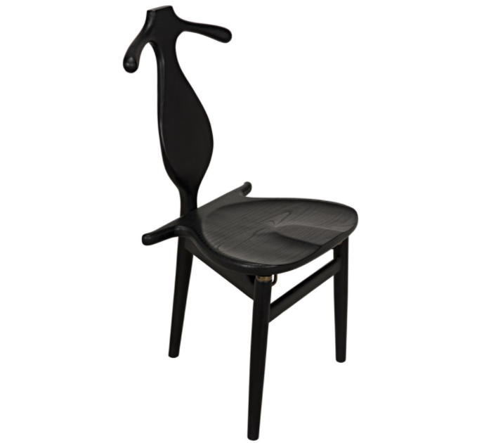 Figaro Chair with Jewelry Box, Charcoal Black