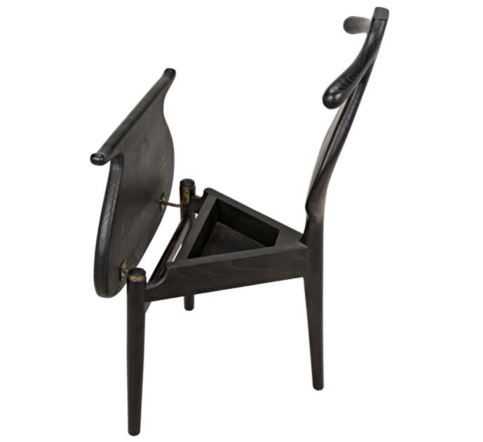 Figaro Chair with Jewelry Box, Charcoal Black