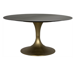 Herno Table, Antique Brass, Black Stone