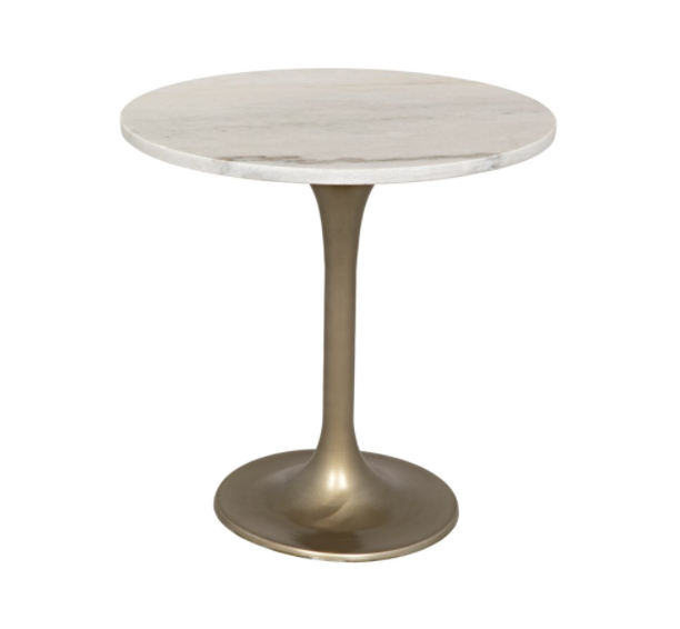 Laredo Table, 20", Antique Brass, White Marble Top