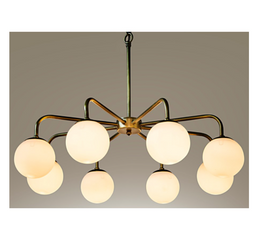 Larenta Chandelier, Antique Brass, Metal and Glass