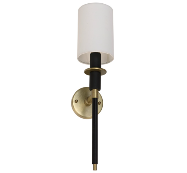 Lenox Sconce, Black Metal and Brass Finish