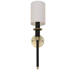 Lenox Sconce, Black Metal and Brass Finish