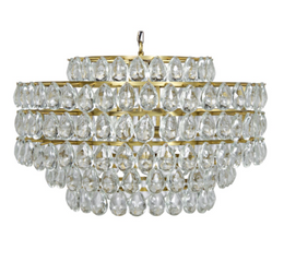 Linden Chandelier, Antique Brass, Metal and Crystal