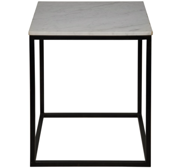 Manning Side Table, Black Metal with Quartz Top, Large