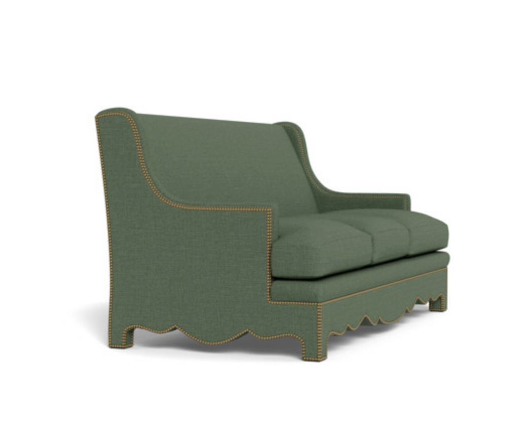 Nailhead Sofa - Olive with French Brass Nailheads