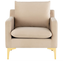 Anders Lounge Chair - Nude with Brushed Gold Legs