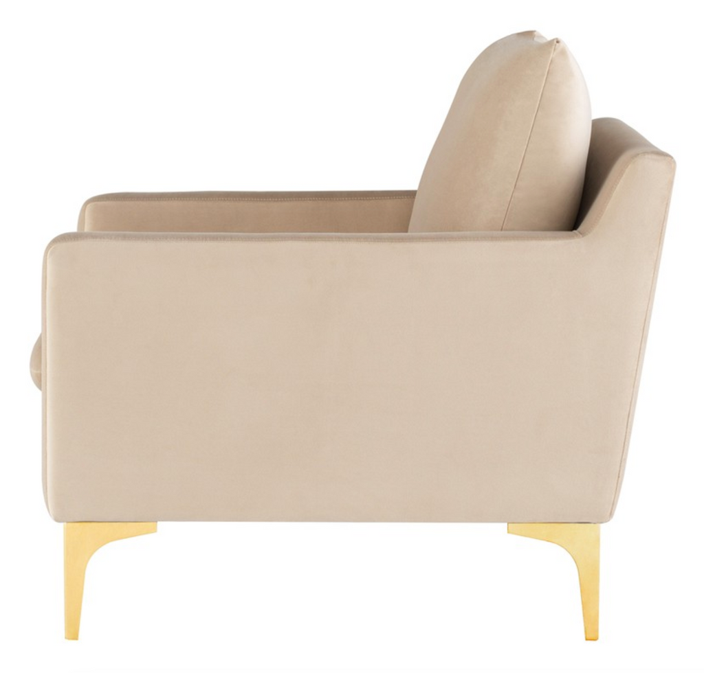 Anders Lounge Chair - Nude with Brushed Gold Legs