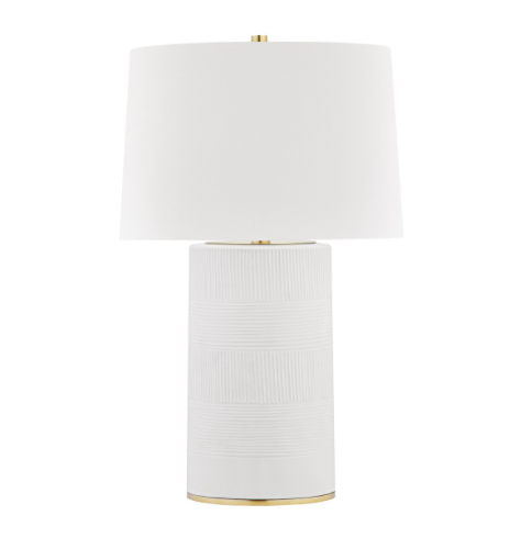 Borneo Table Lamp - Aged Brass/White