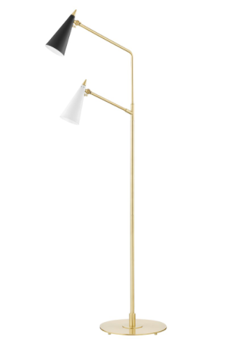 Moxie Floor Lamp - Aged Brass/Black White