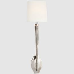 Ruhlmann Single Sconce - Polished Nickel With Linen Shade