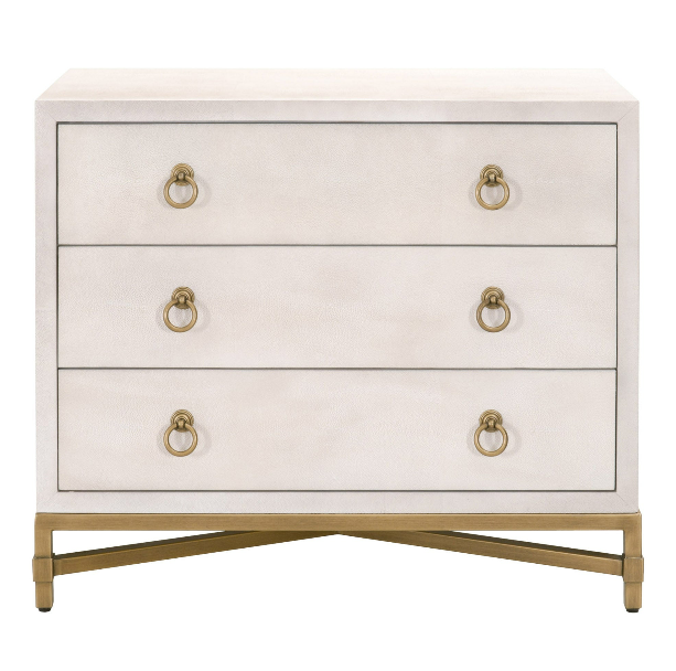 Strand Shagreen 3-Drawer Nightstand, Pearl Shagreen