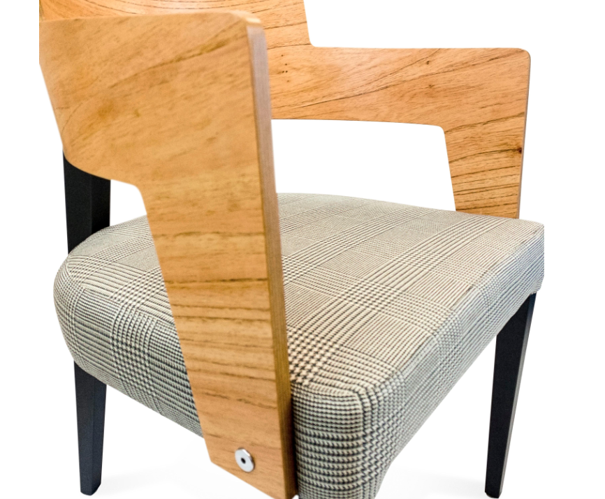 Bark Dining Chair Featuring Chinaberry and Graphite-Finished Legs