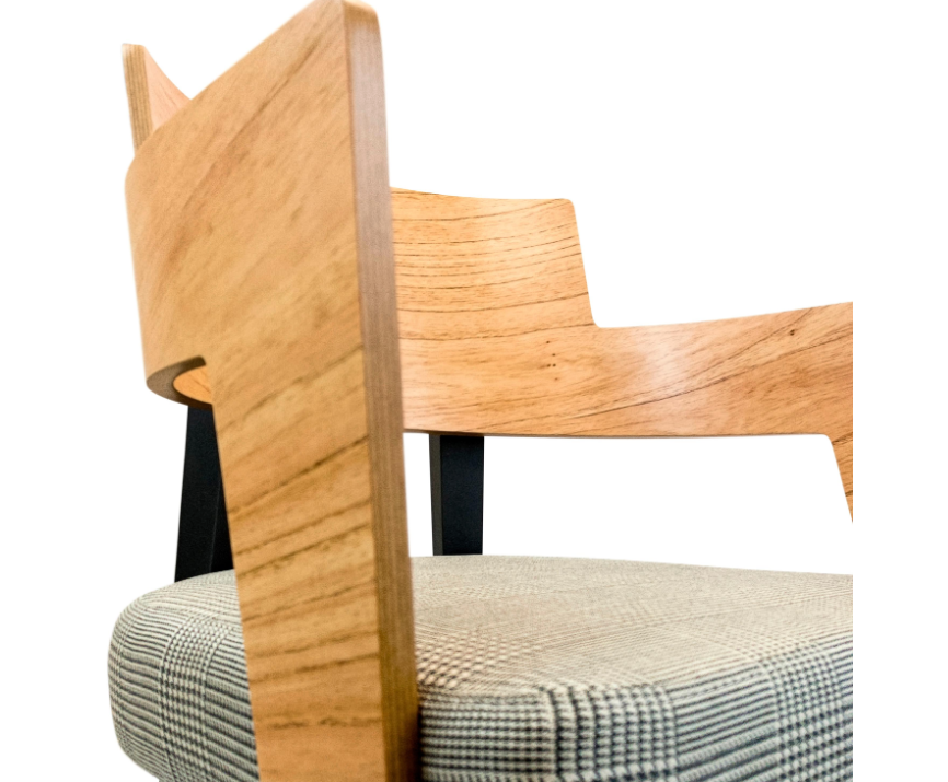 Bark Dining Chair Featuring Chinaberry and Graphite-Finished Legs